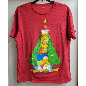 Old Navy Men’s XXL The Simpsons Christmas Tree Graphic T-Shirt Bart Homer Marge
